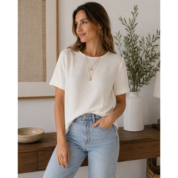 Madewell Tops - Madewell Ivory Textured Shift Blouse Top Minimal Chic Large